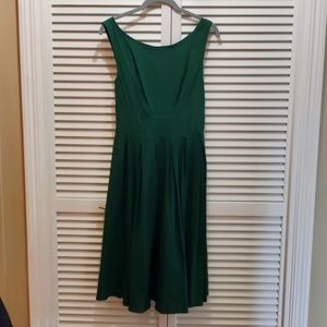 50s 60s Audrey Hepburn fit and flare green dress with pleated shirt